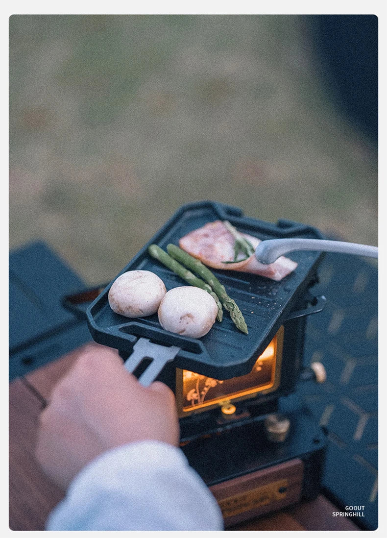COOUT SPRINGHILL Outdoor Mini Grill Pan Lightweight Camping Portable Spider Oven Grill Pan with Scald Resistant Handles
