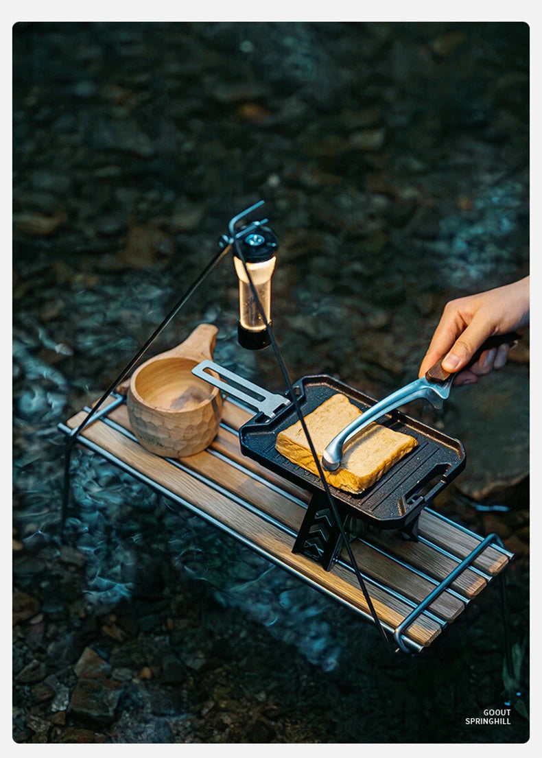 COOUT SPRINGHILL Outdoor Mini Grill Pan Lightweight Camping Portable Spider Oven Grill Pan with Scald Resistant Handles