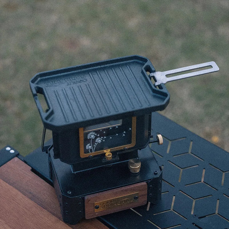 COOUT SPRINGHILL Outdoor Mini Grill Pan Lightweight Camping Portable Spider Oven Grill Pan with Scald Resistant Handles