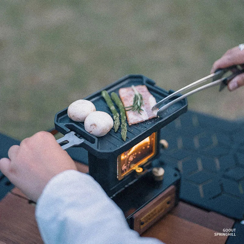 COOUT SPRINGHILL Outdoor Mini Grill Pan Lightweight Camping Portable Spider Oven Grill Pan with Scald Resistant Handles