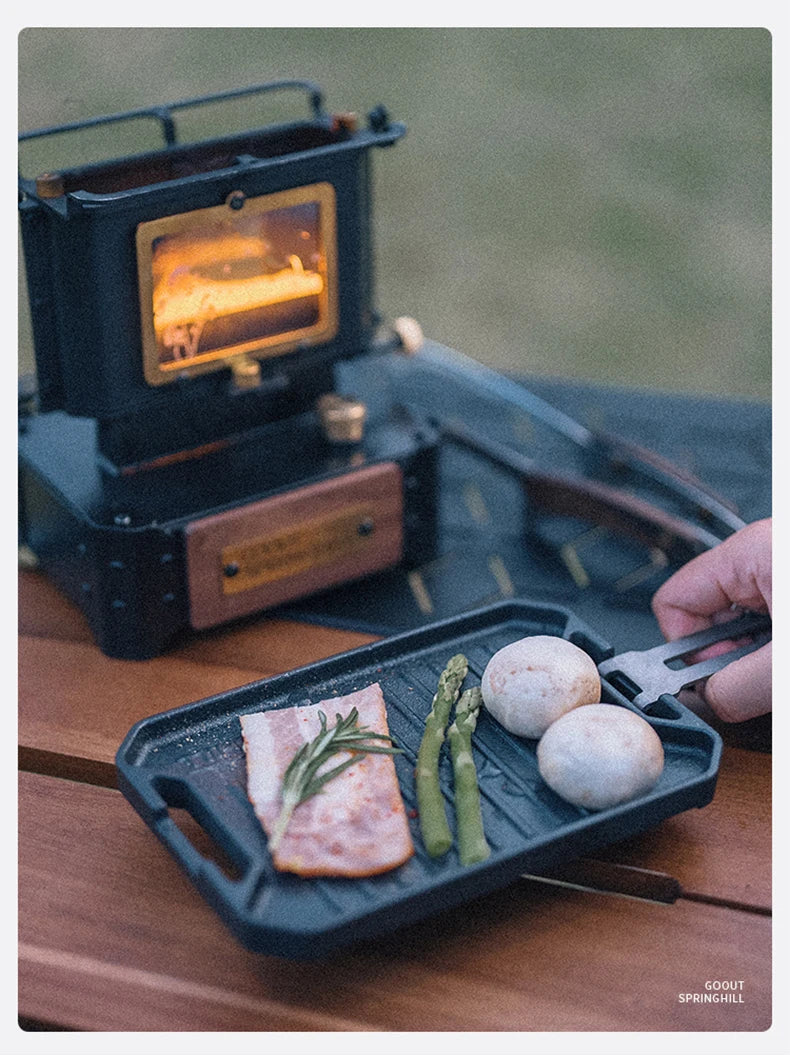 COOUT SPRINGHILL Outdoor Mini Grill Pan Lightweight Camping Portable Spider Oven Grill Pan with Scald Resistant Handles